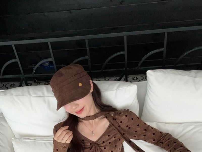 Polka Dot V-Neck Tie-Front Slim Top