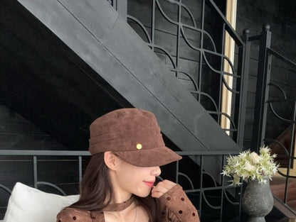 Polka Dot V-Neck Tie-Front Slim Top