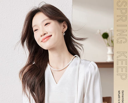Elegant Long-Sleeve V-Neck Satin Shirt