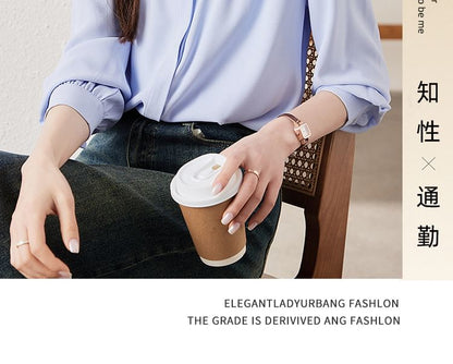 Collared Satin Button-Up with Long Sleeves