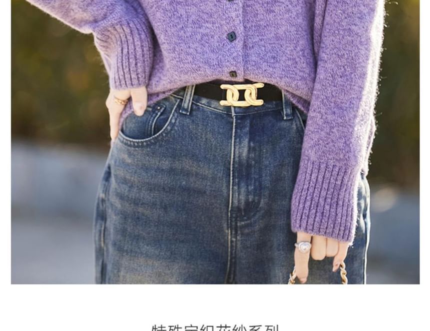 Mock Neck Plain Button Up Cardigan