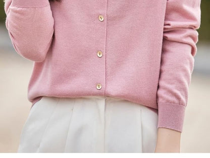 Collared Plain Button Up Cardigan
