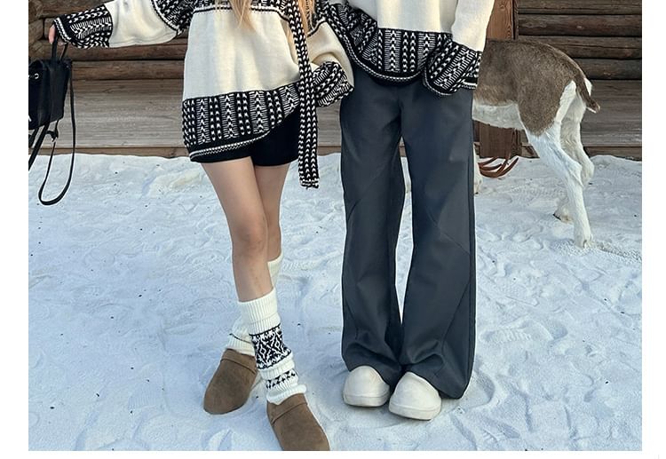 Couple Matching Round Neck Jacquard Sweater / Beanie / Scarf / Set