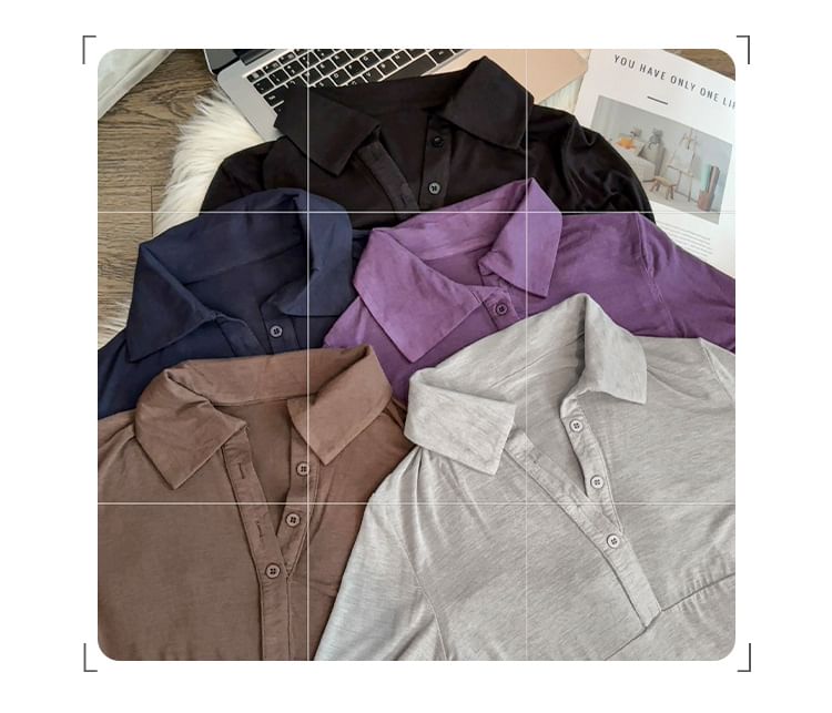 Collared Slim Fit Long Sleeve Tee