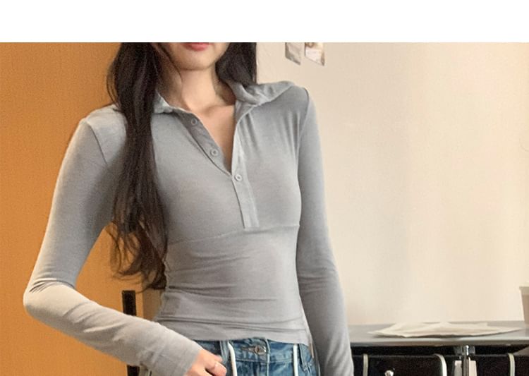 Collared Slim Fit Long Sleeve Tee
