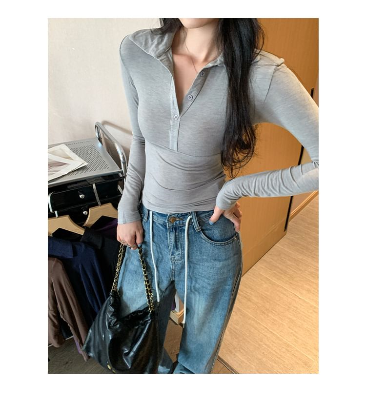 Collared Slim Fit Long Sleeve Tee