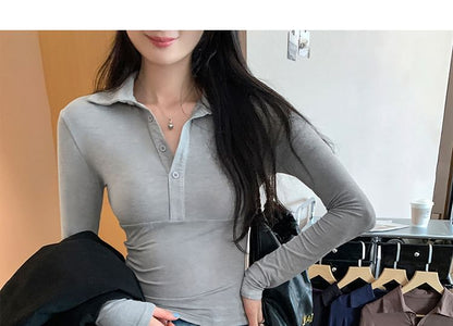 Collared Slim Fit Long Sleeve Tee