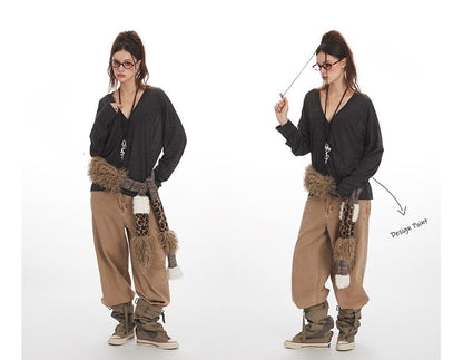 V-Neck Button-Up Plain Cardigan