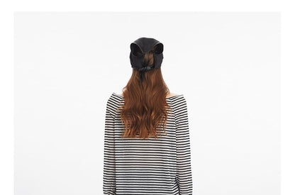 Off-Shoulder Striped Long-Sleeve Top