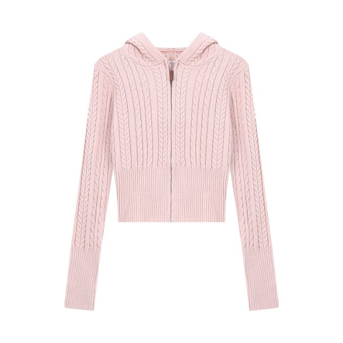Chunky Zip-Up Cropped Knit Sweater