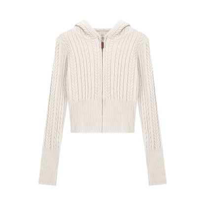 Chunky Zip-Up Cropped Knit Sweater