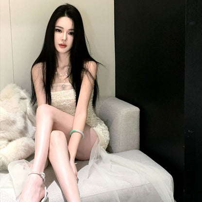 Strapless Glitter High Low Evening Dress