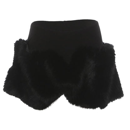 Mesh Tube Top & Faux Fur Mini Skirt Set