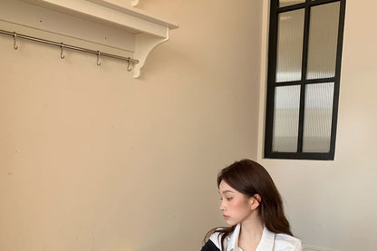 Color-Block Slim Shirt with Mock Two-Piece Style