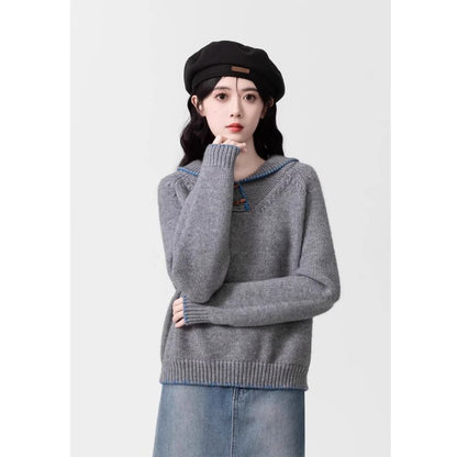 Collared Toggle-Front Knit Sweater