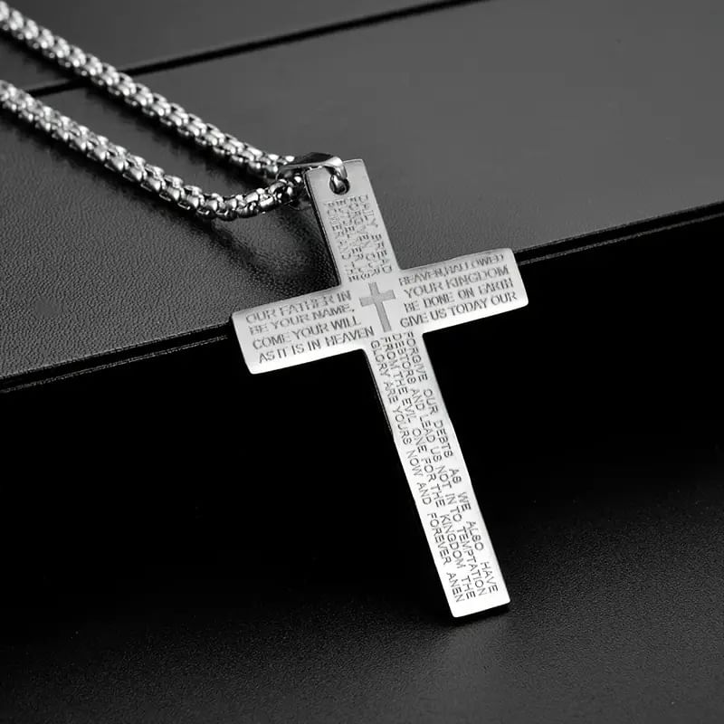 Lettering Cross Pendant Necklace