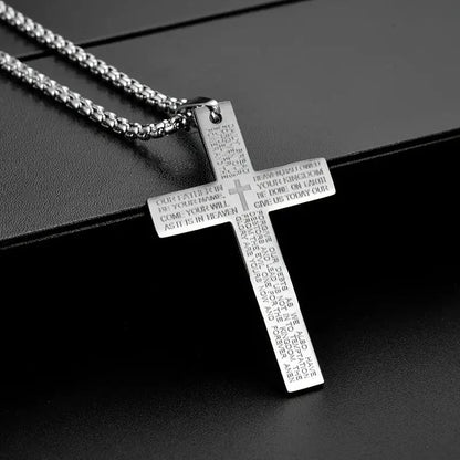 Lettering Cross Pendant Necklace