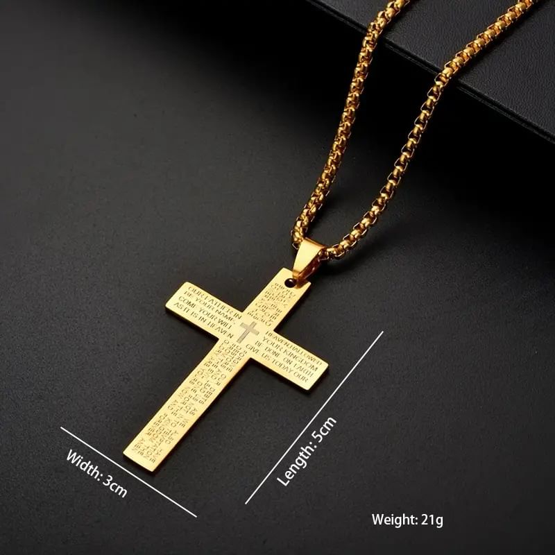 Lettering Cross Pendant Necklace