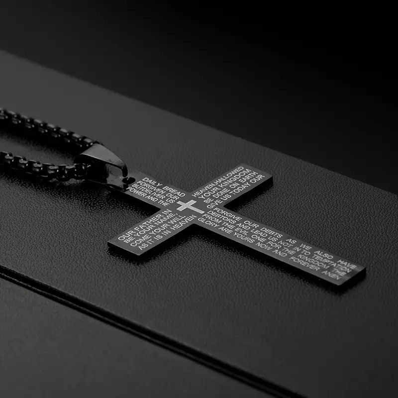 Lettering Cross Pendant Necklace