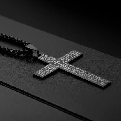 Lettering Cross Pendant Necklace