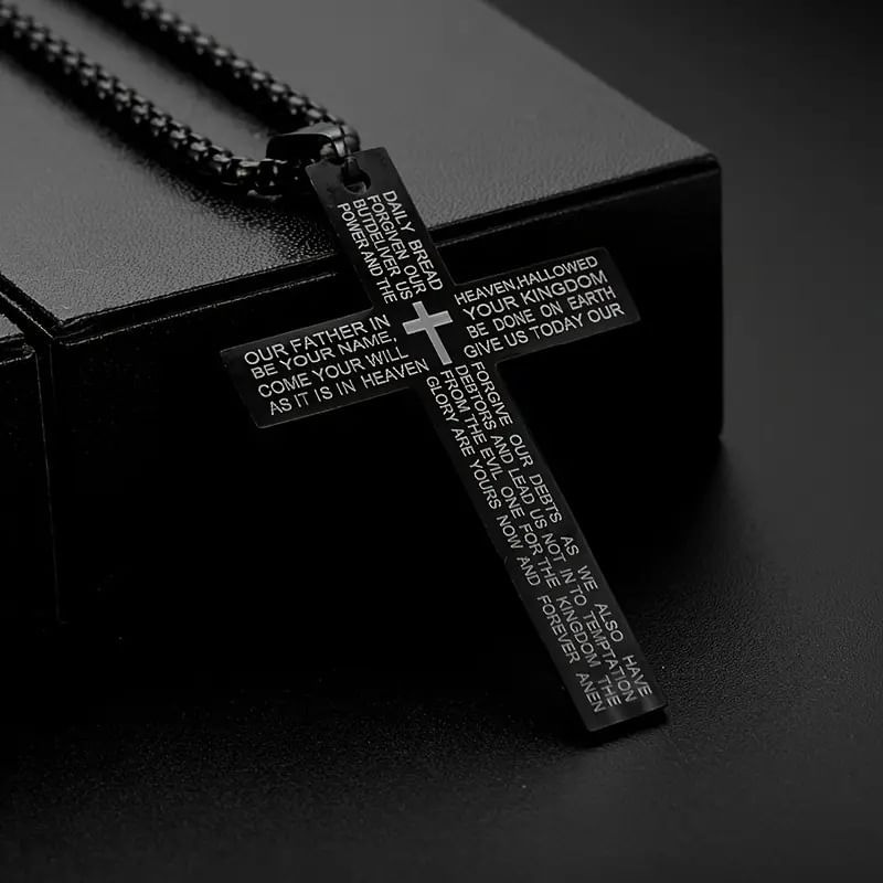 Lettering Cross Pendant Necklace