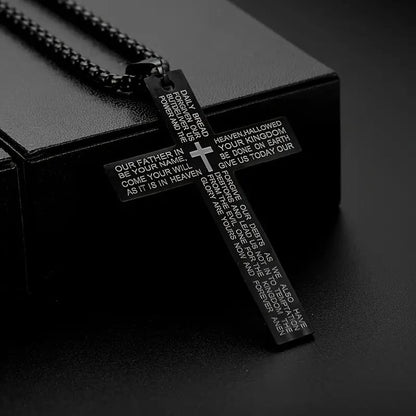 Lettering Cross Pendant Necklace