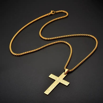 Lettering Cross Pendant Necklace