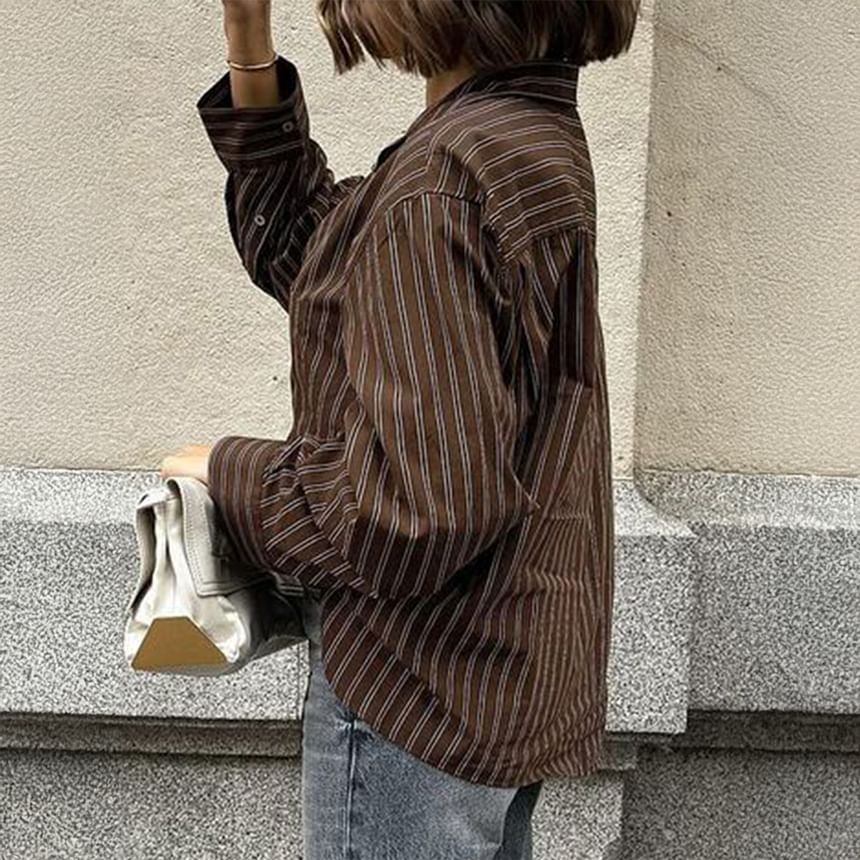 Striped Pocket-Front Long-Sleeve Shirt