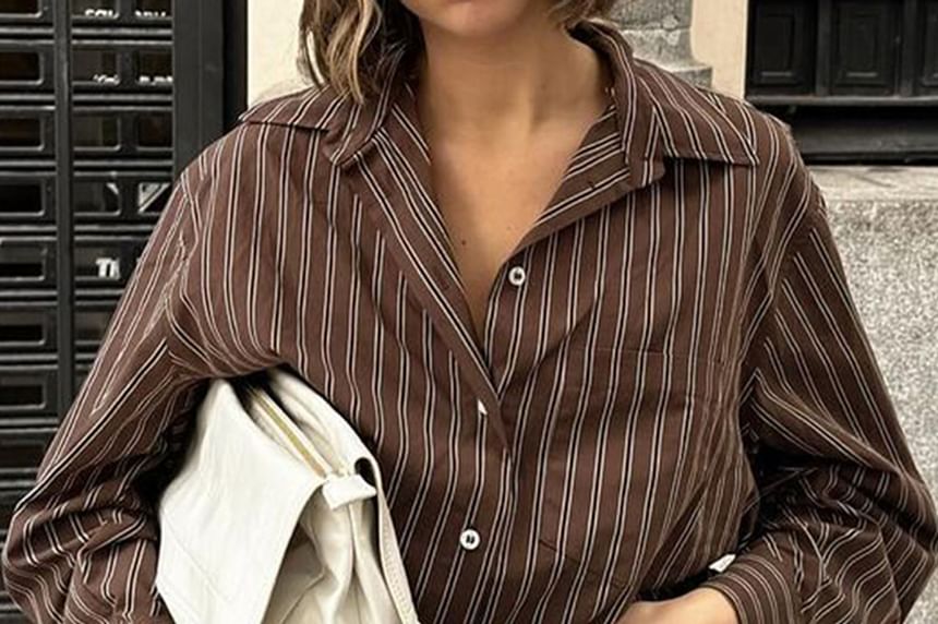 Striped Pocket-Front Long-Sleeve Shirt