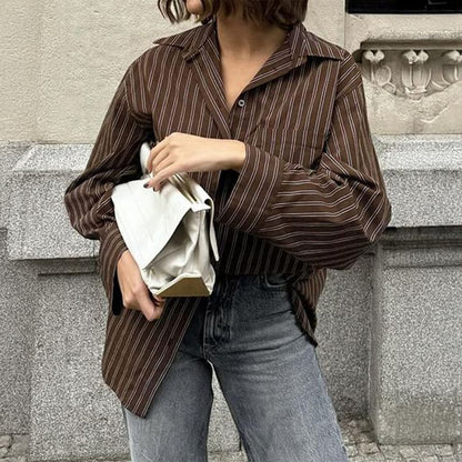 Striped Pocket-Front Long-Sleeve Shirt