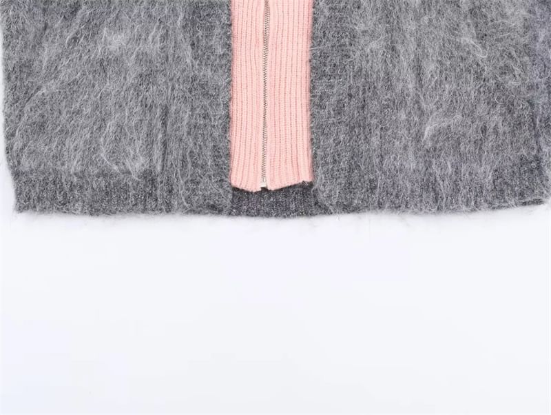 Two Tone Mock Two-Piece Zip Cardigan