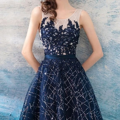 Sleeveless Glitter A-Line Evening Gown