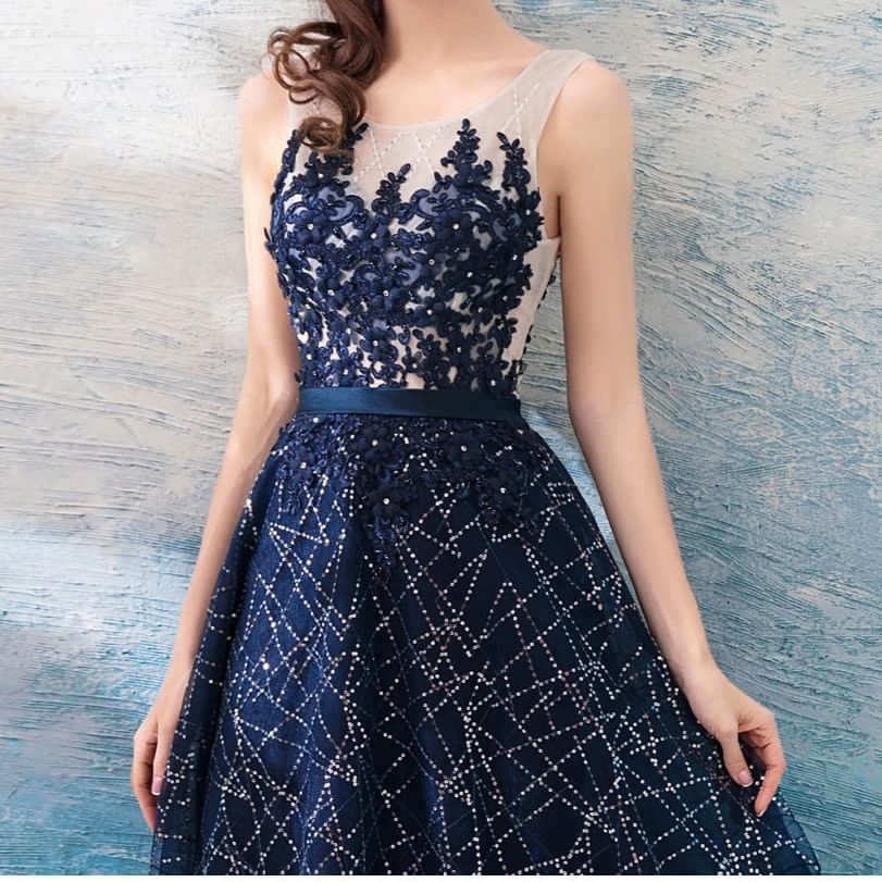 Sleeveless Glitter A-Line Evening Gown