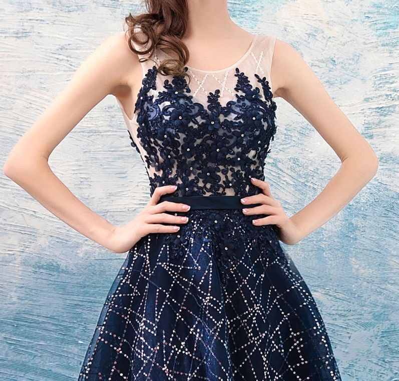 Sleeveless Glitter A-Line Evening Gown