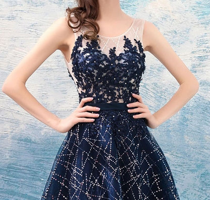 Sleeveless Glitter A-Line Evening Gown