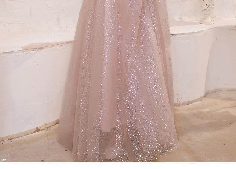 Short-Sleeve Glitter A-Line Evening Gown / Midi Dress