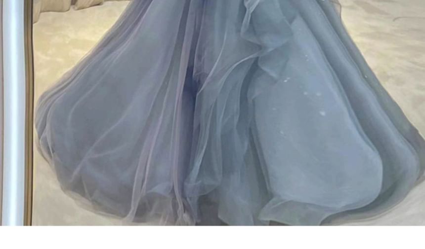 Cap-Sleeve Floral Embroidery Mesh A-Line Evening Gown