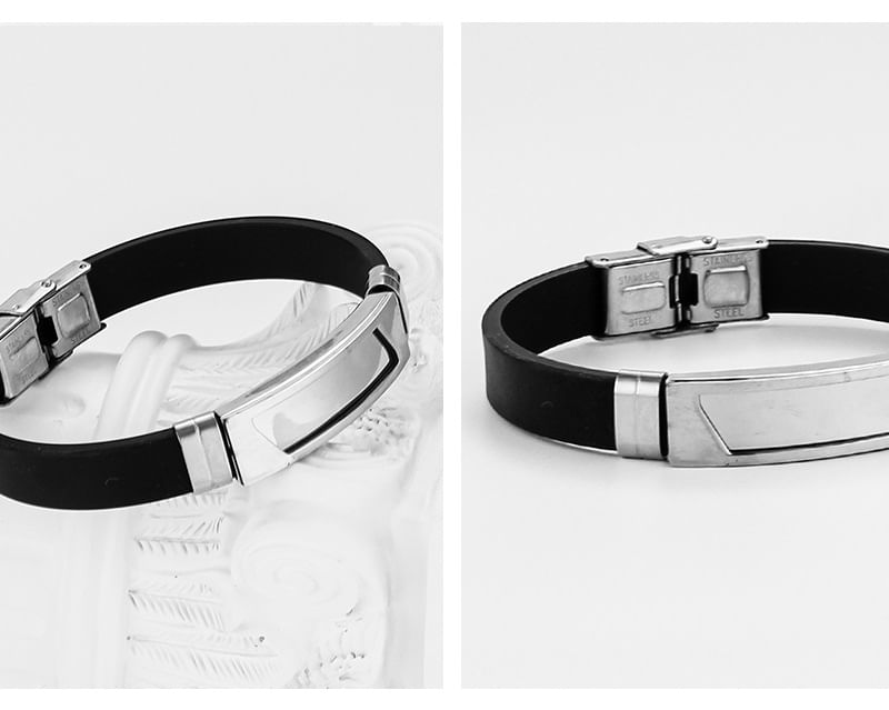 Stainless Steel Panel Silicone Bracelet