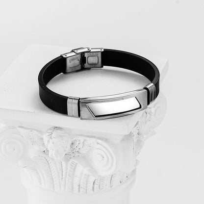 Stainless Steel Panel Silicone Bracelet