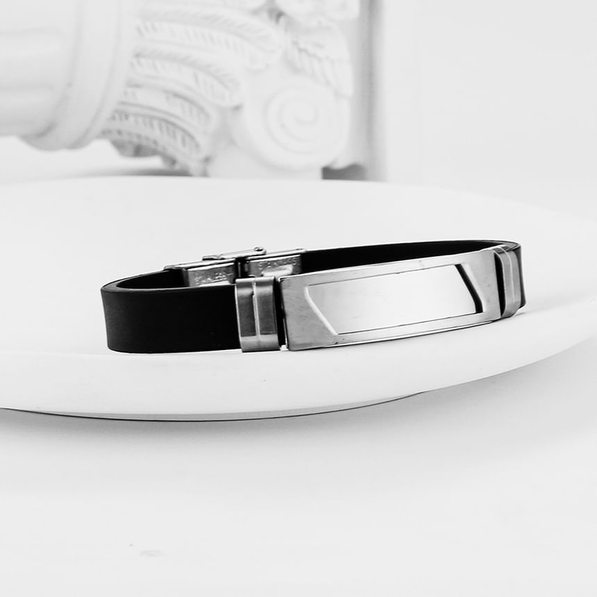 Stainless Steel Panel Silicone Bracelet