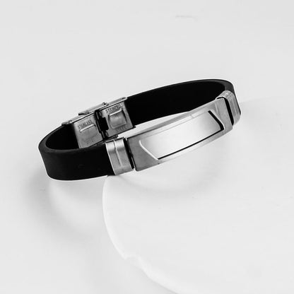 Stainless Steel Panel Silicone Bracelet