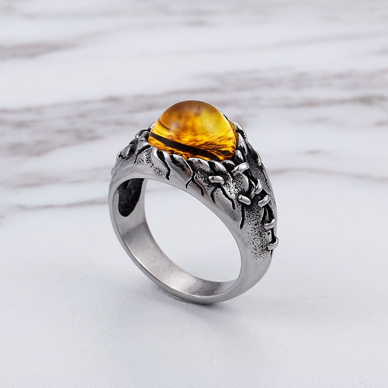 Gemstone Textured Ring