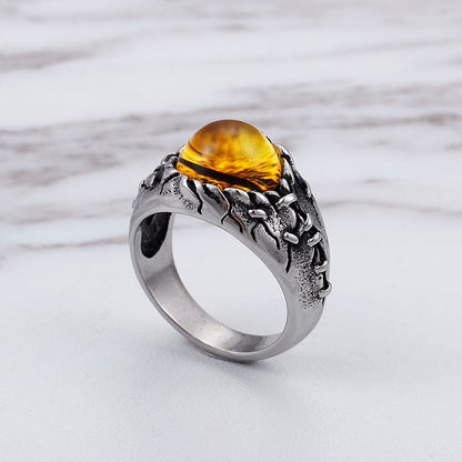 Gemstone Textured Ring