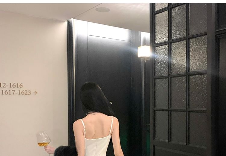 Spaghetti Strap Plain Ruched Satin Sheath Evening Dress