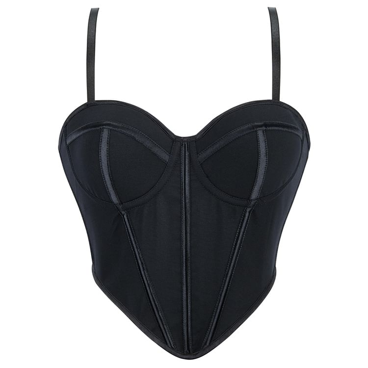 Sheer Mesh Bustier Top in Solid Color