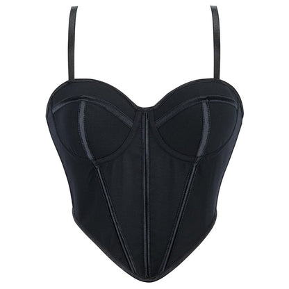 Sheer Mesh Bustier Top in Solid Color