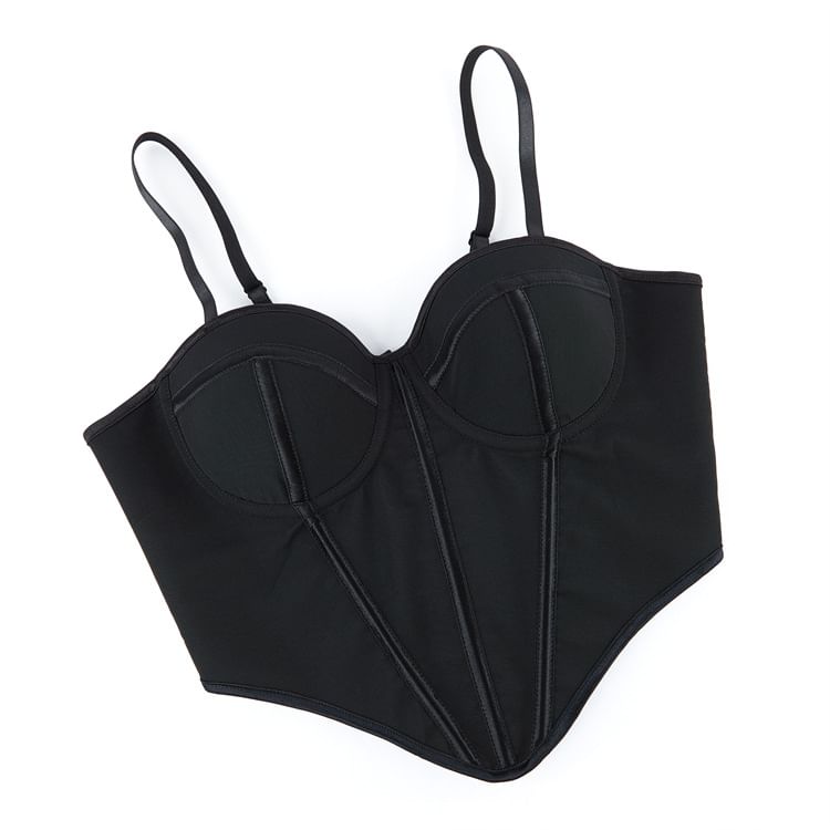 Sheer Mesh Bustier Top in Solid Color