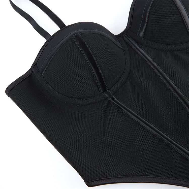 Sheer Mesh Bustier Top in Solid Color