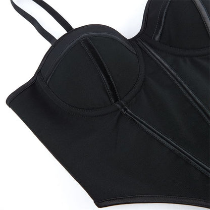 Sheer Mesh Bustier Top in Solid Color