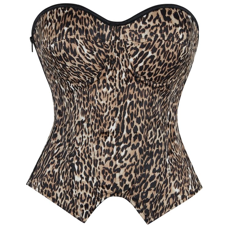 Leopard Print Corset Tube Top for Edgy Look